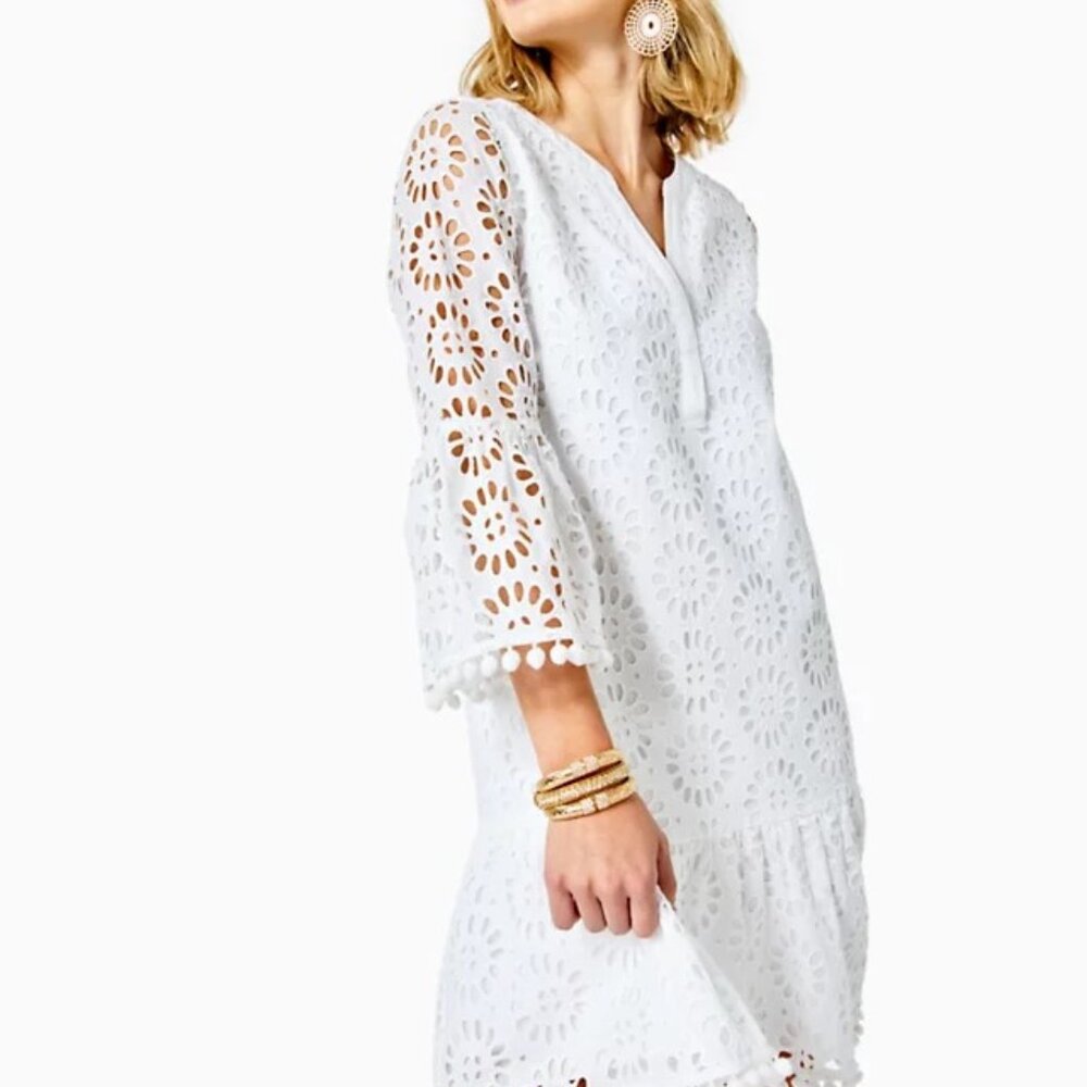 Lilly Pulitzer Bekah Resort White Pinwheel Eyelet Dress
